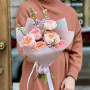 Bouquet of Juliet peony roses and matthiola «Pastel flower»