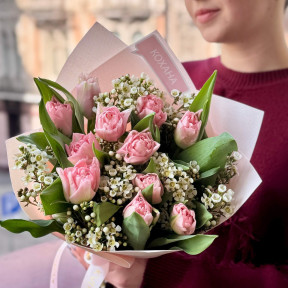 Ніжний букет з тюльпаном Dreamer «Ранкова хмаринка»