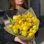 Joyful bouquet of spring tulips and mimosa «Sunny smile»