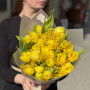Joyful bouquet of spring tulips and mimosa «Sunny smile»