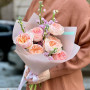 Bouquet of Juliet peony roses and matthiola «Pastel flower»