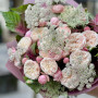 5 branches of spray peony roses in a bouquet «Strawberry macaron»