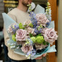Romantic lush bouquet of roses and delphinium «Lavender fairytale»