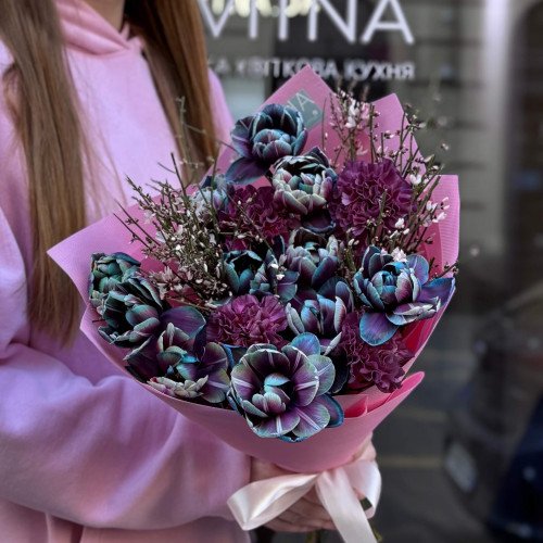 Мистический букет из тюльпанов Vip Roses «Лунная ночь»