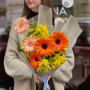Bright duo bouquet of mimosa and Pasta gerberas «Italian greeting»