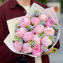 Delicate bouquet of peonies and oxypetalum «Morning Stars»