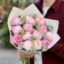 Delicate bouquet of peonies and oxypetalum «Morning Stars»