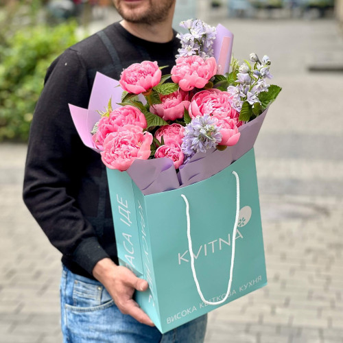 Delicate bouquet with peonies «June fantasy»