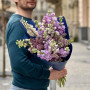 Фантастичний букет з бузком та матіолою «Аметистове серце»