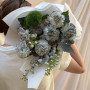 Bouquet with interesting Pastel Black dianthuses and delphiniums «Moon Valley»