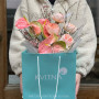 Peach bouquet of premium flowers «Flamingo's embrace»