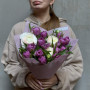 Lilac bouquet with peony shaped tulips and ranunculi «Lavender Silk»