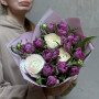 Lilac bouquet with peony shaped tulips and ranunculi «Lavender Silk»
