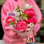 Bright bouquet with peonies «Raspberry jam»