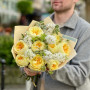 Sunny bouquet with magnificent peony roses of Antonia variety «May Sun»