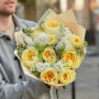 Sunny bouquet with magnificent peony roses of Antonia variety «May Sun»