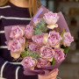 Bouquet in lilac shades of roses and mimosa «Tiny petal»