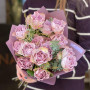 Bouquet in lilac shades of roses and mimosa «Tiny petal»