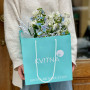 Delicate blue and white bouquet of daffodils and oxypetalum «Snowy morning»
