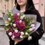 Spring bouquet with tulips and helleborus «Exquisite Purple»