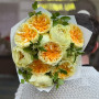 Exquisite bouquet of peonies and Antonia peony roses «Lemon Gelato»
