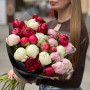25 colorful peonies in a bouquet «Berry Cocktail»