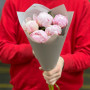 5 Sarah Bernhardt delicate peonies in a bouquet «Benign Compliment» 