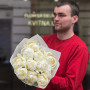 11 white peonies of Duchesse de Nemours variety in a bouquet «Exquisite Lady»