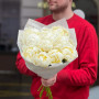 11 white peonies of Duchesse de Nemours variety in a bouquet «Exquisite Lady»