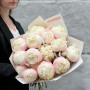 15 delicate peonies of Colonel Owen Cousins variety in a bouquet «Exquisite Meringue»