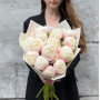 15 delicate peonies of Colonel Owen Cousins variety in a bouquet «Exquisite Meringue»