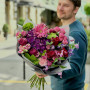 Яскравий букет з герберою та гортензією «Романтичний вечір»