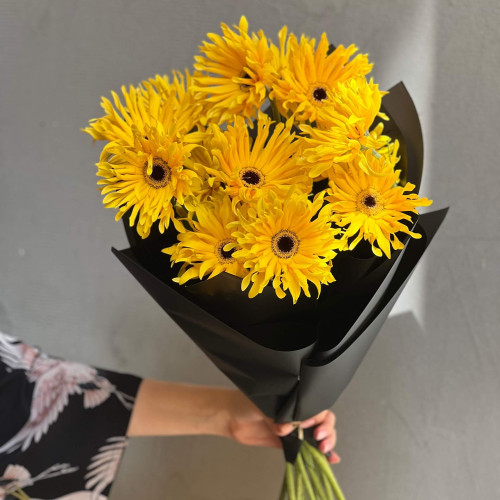 15 сонячних гербер Pasta Solomio у букеті «Італійське літо»