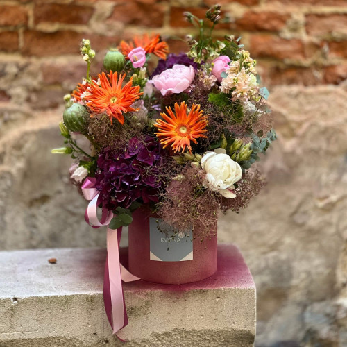 Барвиста композиція з яскравими герберами Pasta Marinara «Спекотне літо»