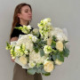 Light exquisite bouquet with hydrangea and peony roses «Angel's Call»
