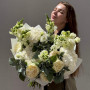 Light exquisite bouquet with hydrangea and peony roses «Angel's Call»