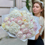 Snow-white duo bouquet with peonies and hydrangea «Moment of Love»