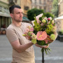 Exquisite bouquet with anthuriums «Peach Shine»