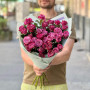 9 гілок кущової піоновидної троянди Purple Queen у букеті «Виноградний парфум»
