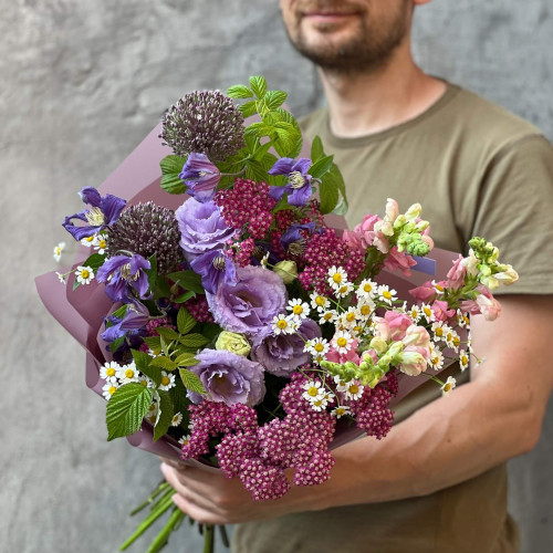 Польовий букет у бузкових відтінках «Вечірнє поле»