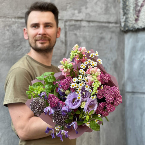 Польовий букет у бузкових відтінках «Вечірнє поле»