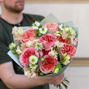 Букет з півонієвидною трояндою Pink X-Pression «Трояндове варення»