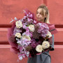 Mysterious bouquet with Westminster Abbey peony roses «Twilight Whisper»