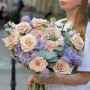 Fluffy pastel bouquet with Mokarosa roses «Evening Promenade»