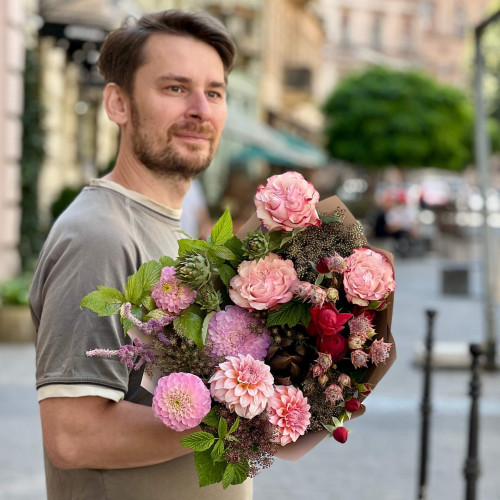 Цікавий букет з мереживними трояндами Country Candy «Садова прогулянка»