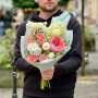Delicate bouquet with peony-shaped roses «Evening Lace»