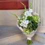 Fluffy bouquet with gladiolus in white and green shades «Verdant Topaz»