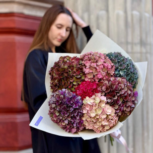 7 incredible autumn hydrangeas in a bouquet «Dream Clouds»