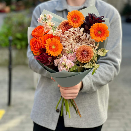 Яскравий букет з герберою «Сонячна осінь»