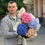 5 гортензий в букете «Осенний микс»